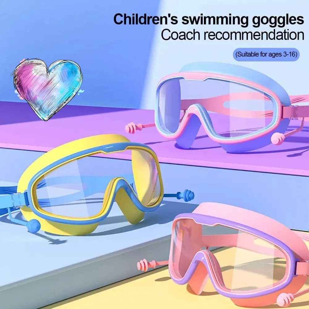 2 new swimming glasses for children from 3 to 15 years old, anti-fog, without losses, wide and clear vision, swimming glasses for boys and girls, pool and beach accessories