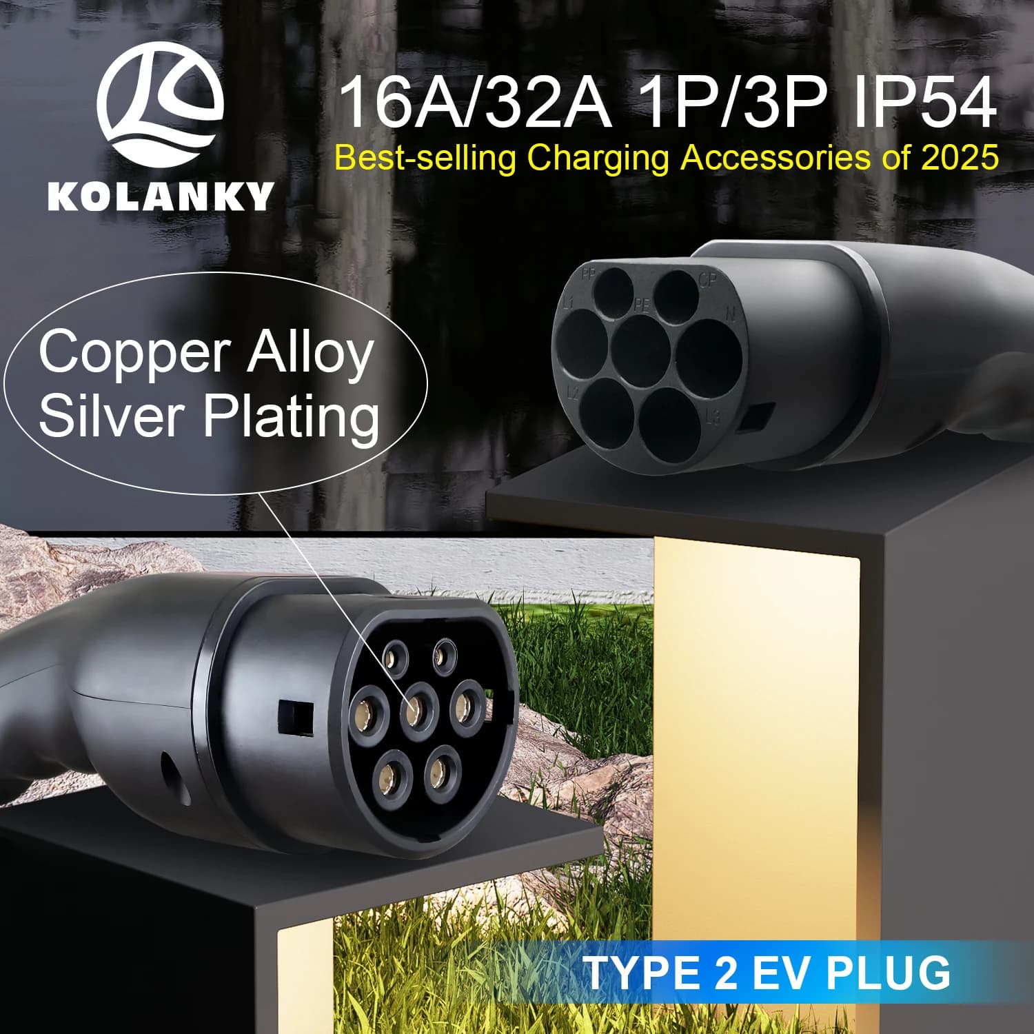 3.6KW 7.2 11 22KW Male Type 2 EVSE Female Gun EV Spina Charger for Car IEC 62196 Converter 16A 32A Charging Station for Electric Vehicles