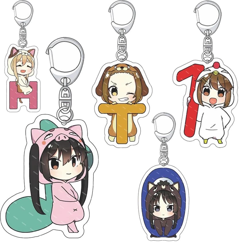 55MM Anime K-ON! Acrylic Keychain Hirasawa Yui Akiyama Mio Tainaka Ritsu Kotobuki Tsumugi Nakano Azusa Figure Pendant Gifts