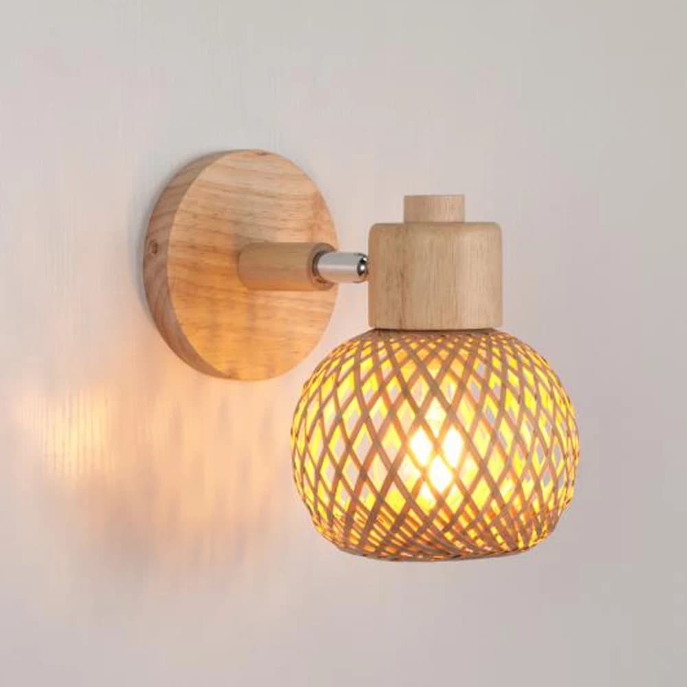 Lampada da parete in rattan di bambù Lampada da parete vintage retrò Loft Lampada da parete Illuminazione industriale Soggiorno Camera da letto Comodino Decorazioni per la casa