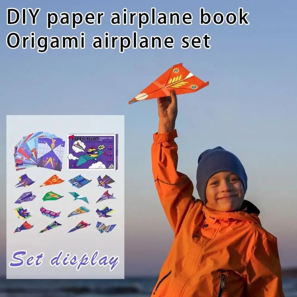Paper Handmade Airplane Origami Montessori Art Learning Airplane Origami Set 3D Cartoon Versatile Paper Aircraft