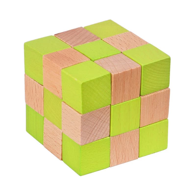 Cubo di serpente in legno Puzzle IQ Formazione logica Rompicapo Problema Risoluzione Giocattoli educativi per bambini Ragazzi Ragazze Sfida mentale