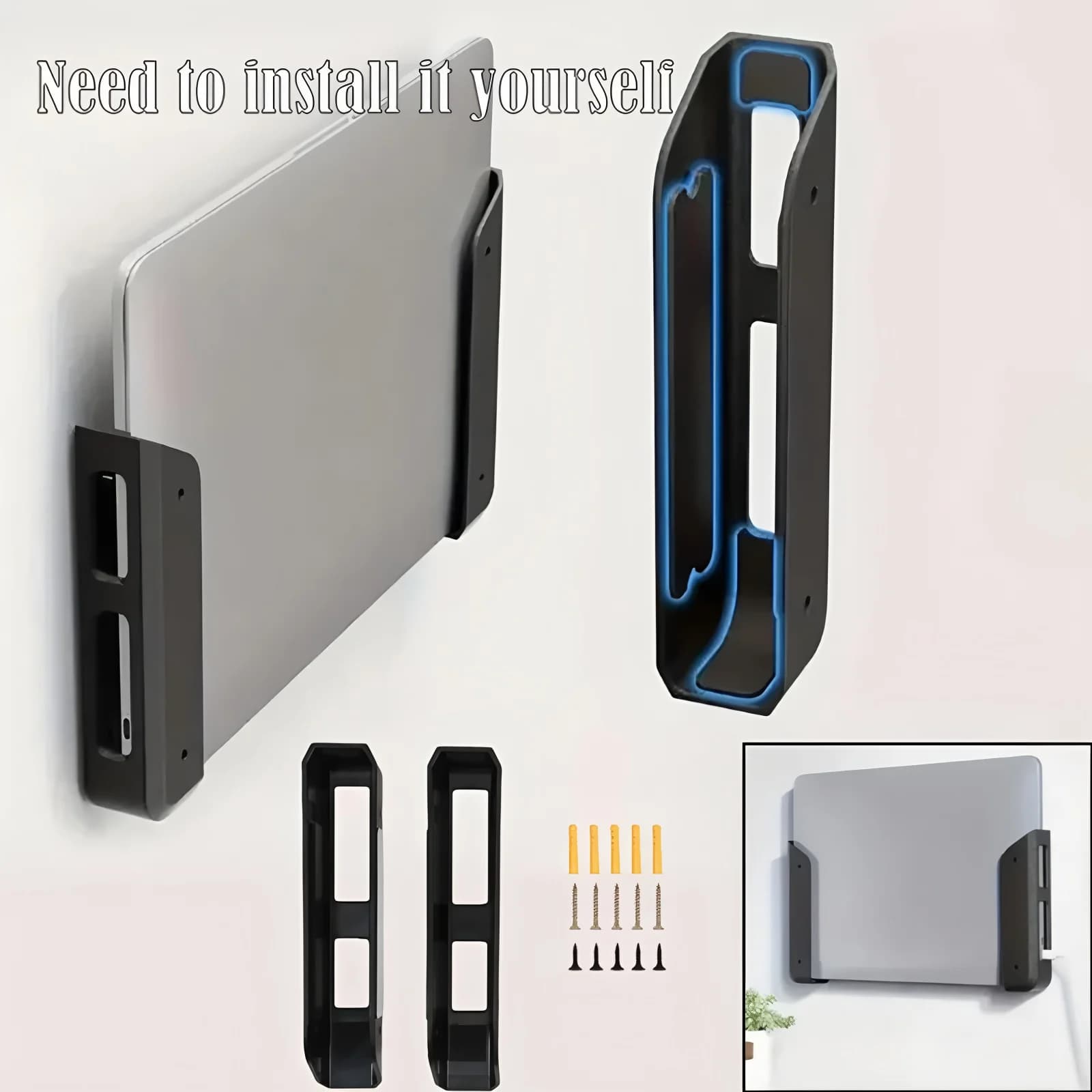 Universal Laptop Wall Mount Under Desk Holder Stand for MacBook Pro Air Keyboard Anti-Scratch Laptop Tablet Stands 10-17inch