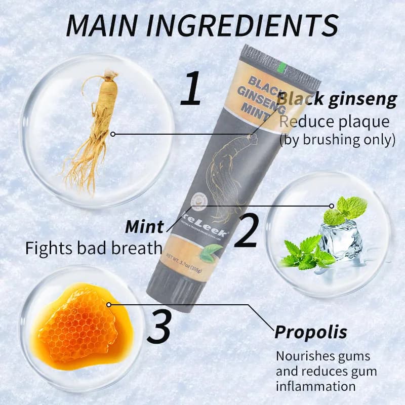 7 pcs Black ginseng mint toothpaste gargarisms Whitening Bad teeth clean repair without fluoride Cleaning care of the keleek family gums