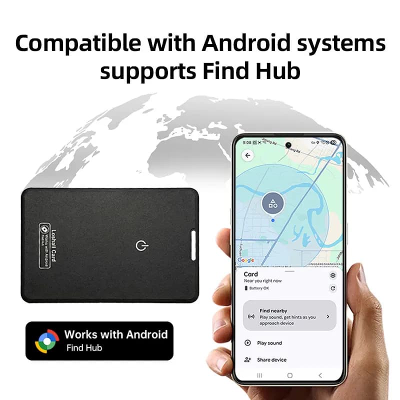 Scheda anti-smarrimento ultrasottile con localizzazione intelligente, compatibile con Google Find Hub, adatta per portafogli e porta passaporti.