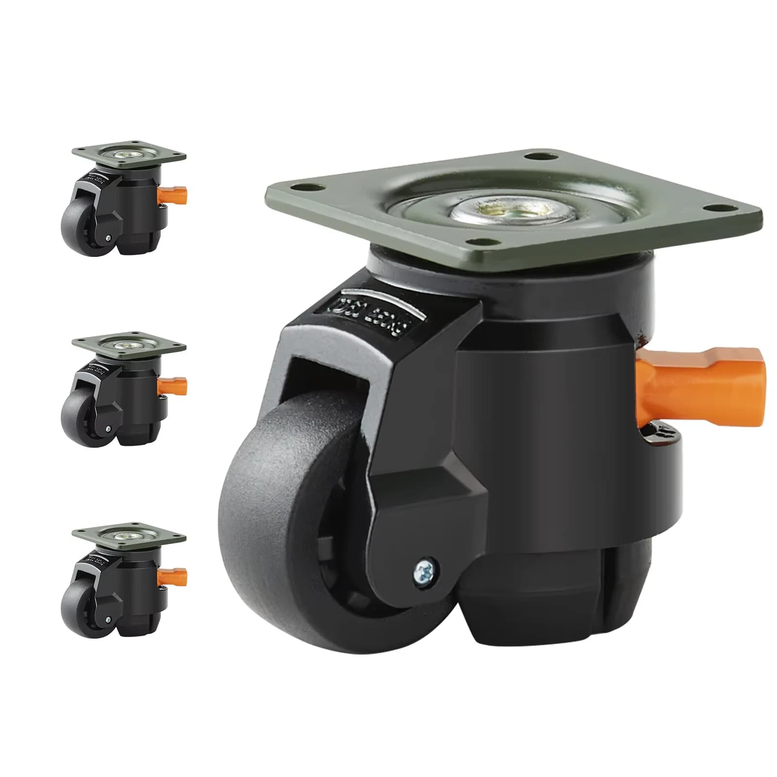SucceBuy 4 pieces Leveling wheels Heavy duty swivel wheels with handle design Height adjustable feet for bench machine