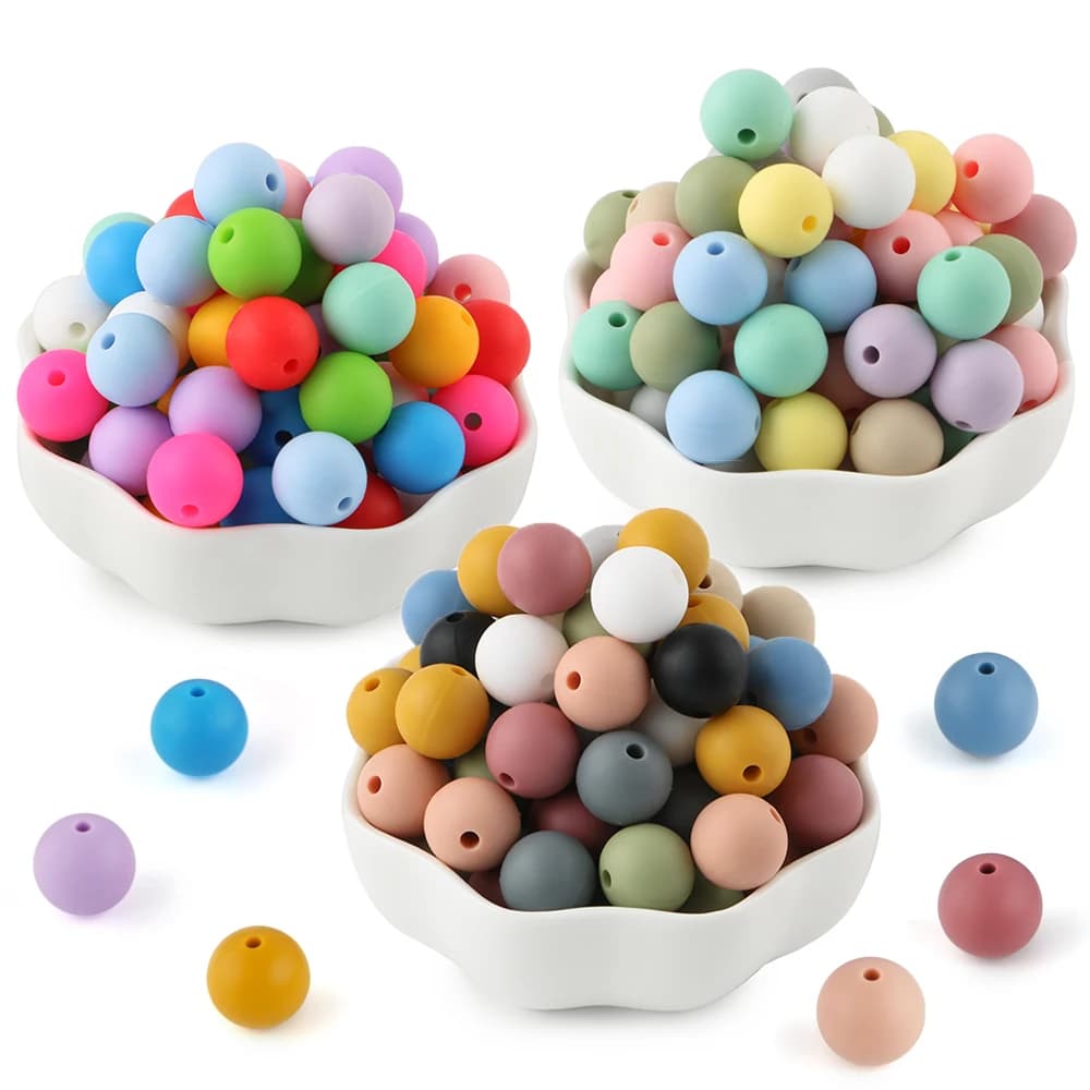 50 Pz/lotto 9/12/15mm Perline Sparse Perline Rotonde In Silicone Perle Perline Per Uso Alimentare Per La Produzione di Gioielli FAI DA TE Accessori Fatti A Mano