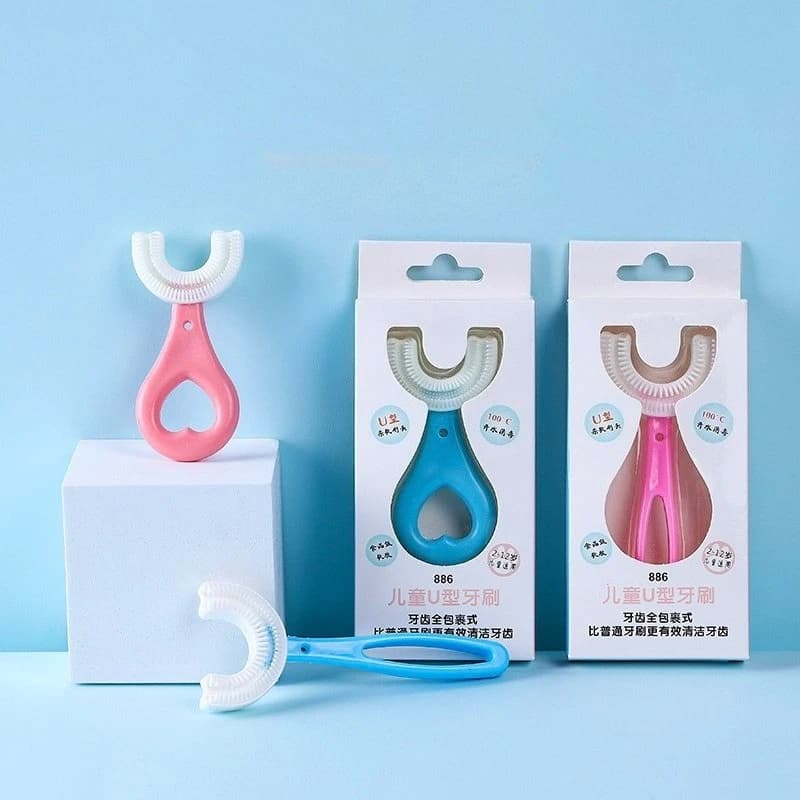 Spazzolino da denti per bambini Bambini Spazzolino da denti per bambini a forma di U da 360 gradi Massaggiagengive Spazzolino per bambini in silicone Denti per bambini Pulizia igiene orale