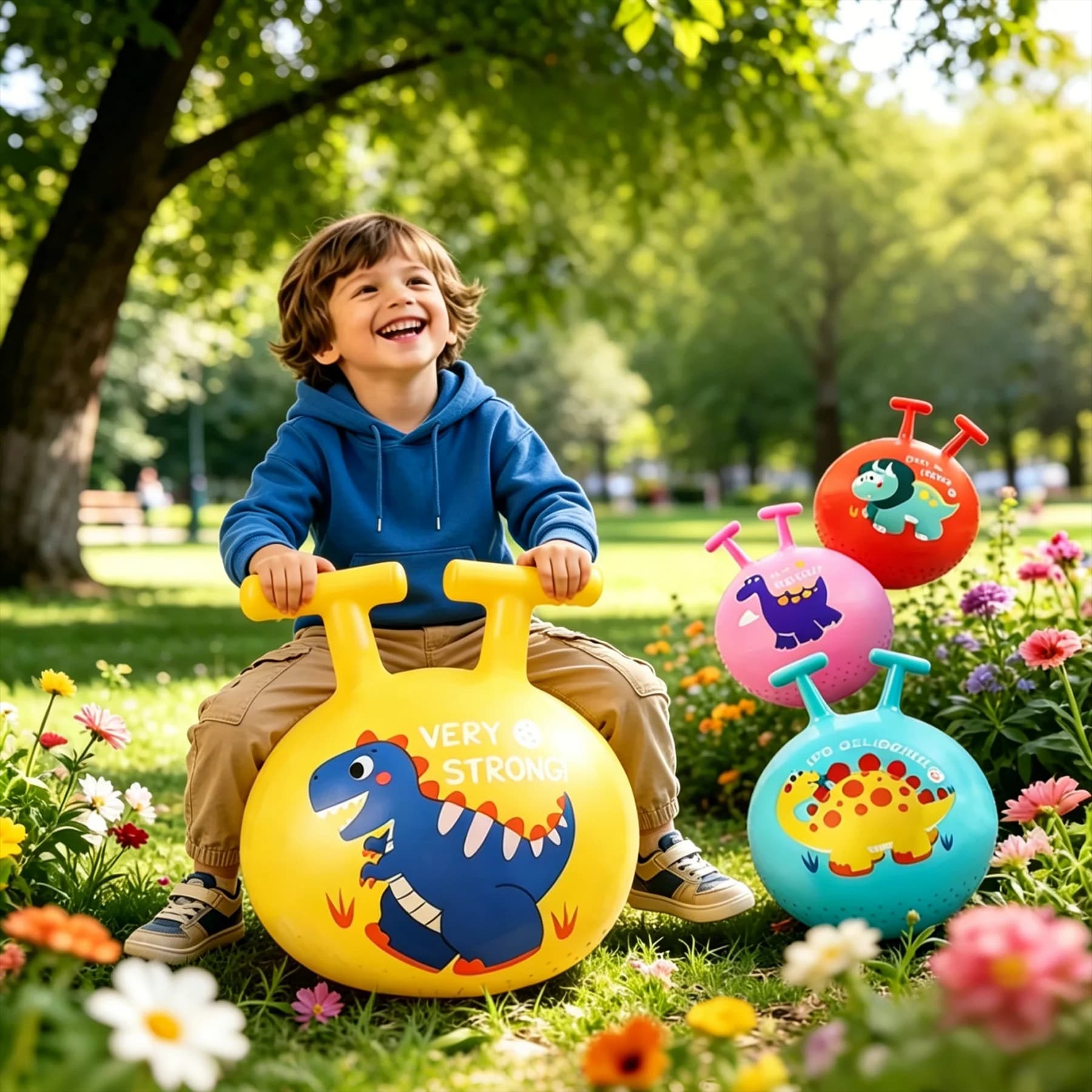 Maniglia a T Artiglio di dinosauro Palla che rimbalza Tramoggia spaziale Equilibrio Esercizio Palla gonfiabile Gioco all'aperto Sport Giocattolo da salto per bambini