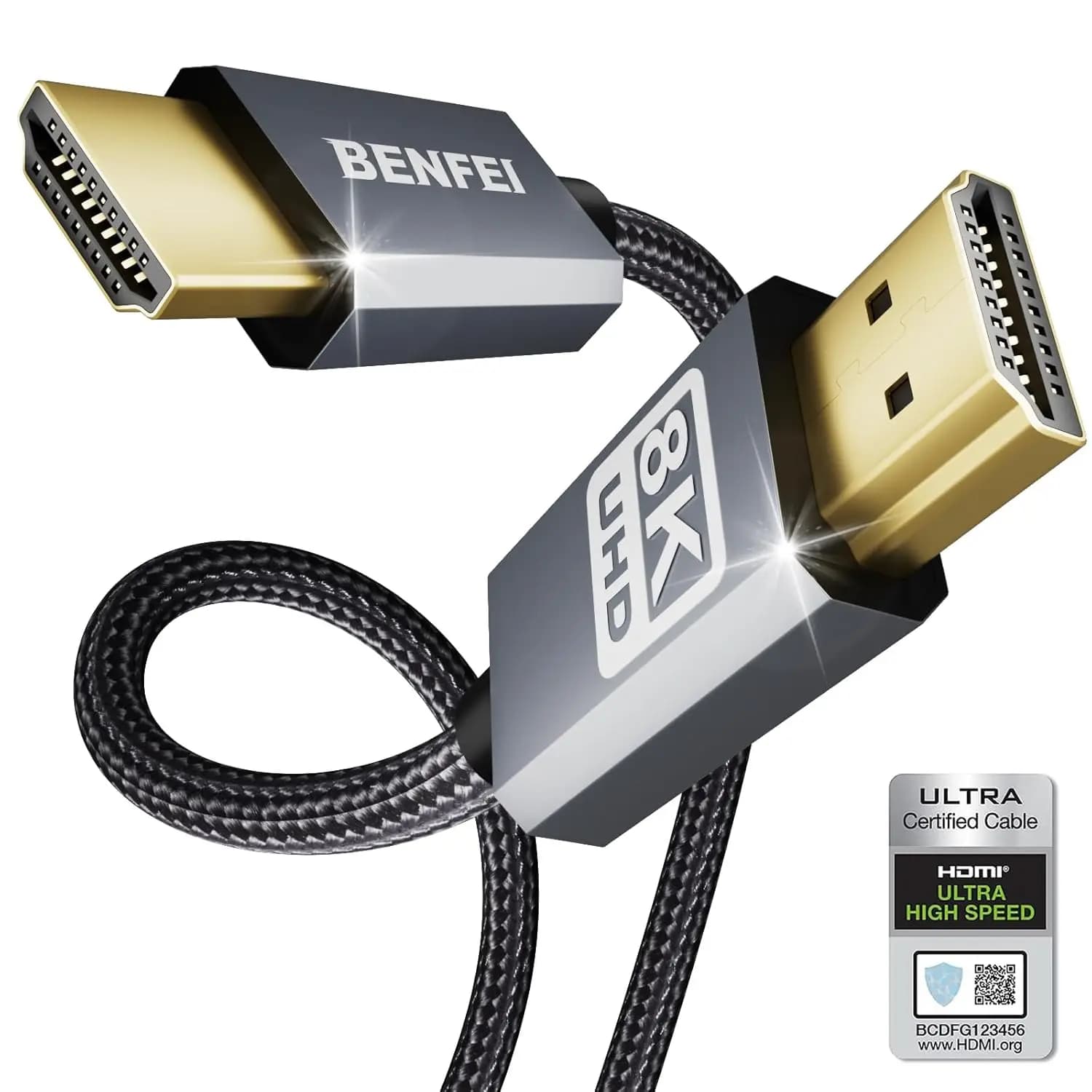 Cavo HDMI 2.1 8K 48Gbps 1,8m, Ultra Alta Velocità, Intrecciato in Nylon, Rivestimento in Alluminio