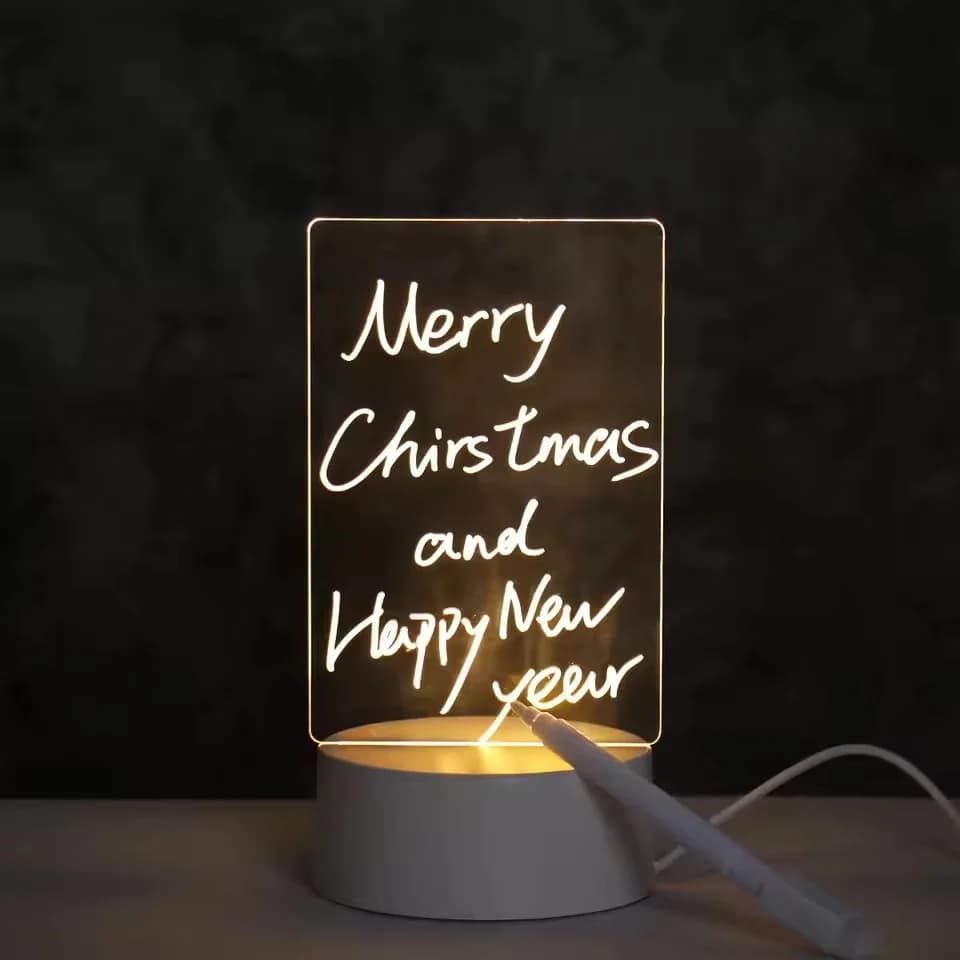 Blocco note fai-da-te Tavolo da disegno a LED Bacheca in acrilico incandescente con penna Cancellabile Tavolo da disegno per lettere per bambini Lampada da notte