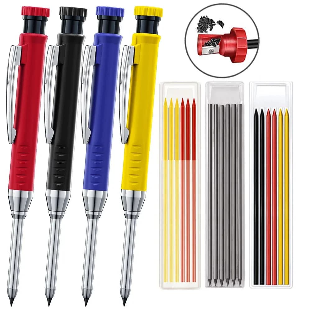 Mechanical pencil for solid carpenter with pencil sharpeners Woodworking tools 2.8mm 3 colors Charging Construction tools Stationery supply