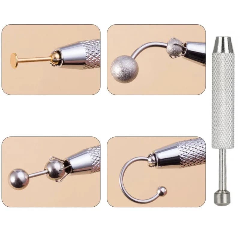 Pinzetta a quattro griffe 1P per gioielli e diamanti, attrezzo a forcella per la raccolta di perline, strumento a penna spray per piercing corporeo