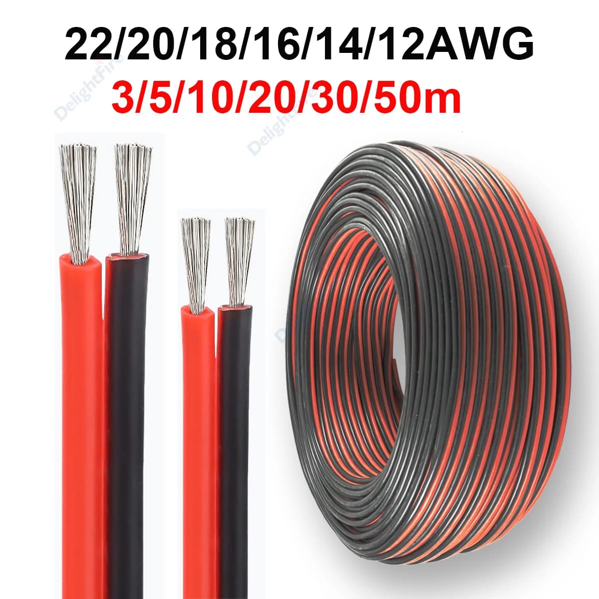 Cavo di aggancio parallelo 12V 22/20/18/16/14/12AWG Cavo flessibile in silicone a 2 pin per batteria altoparlante automobilistico per pannello solare