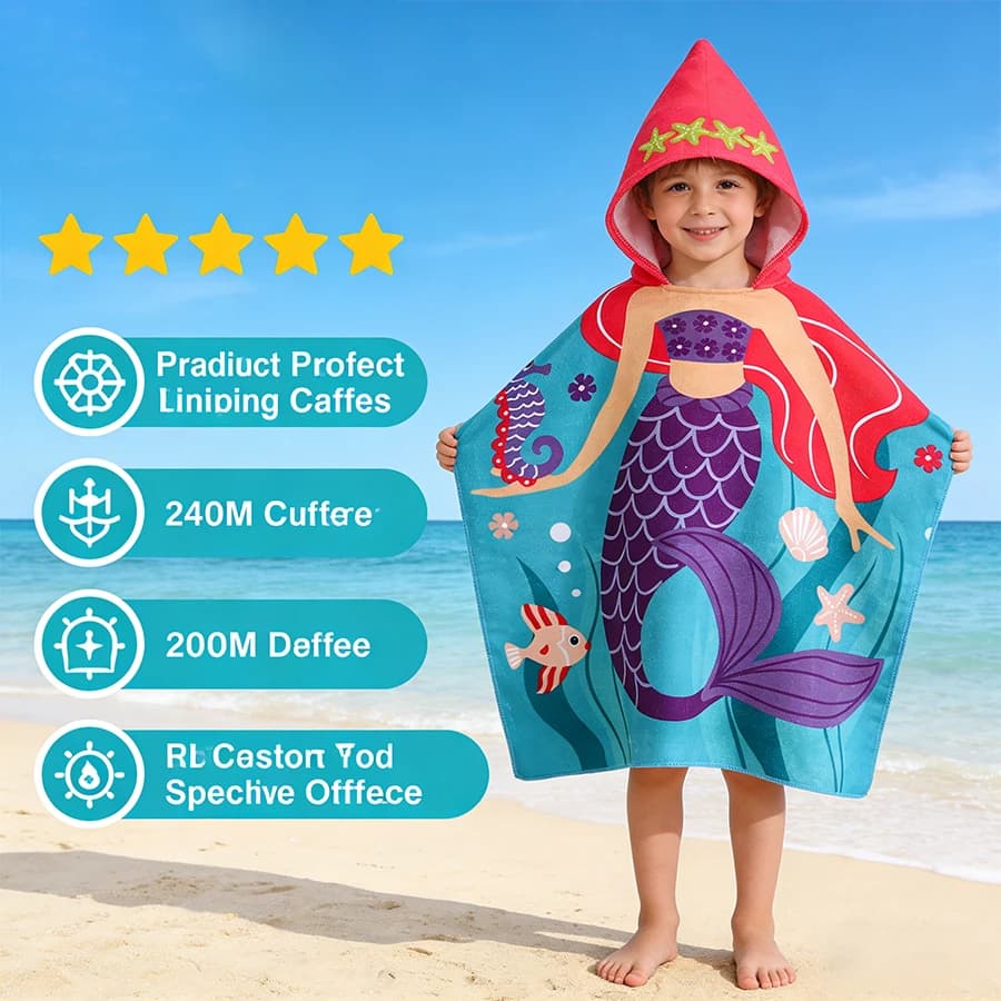 Animated cardboard-shaped bathrobe suitable for children and girls, can be opened and transformed into a flat blanket, polyester fiber bath towel, small mantle for children, quick and absorbent towel beach towel, cute baby cartoon-shaped bath robe, children's holiday gift