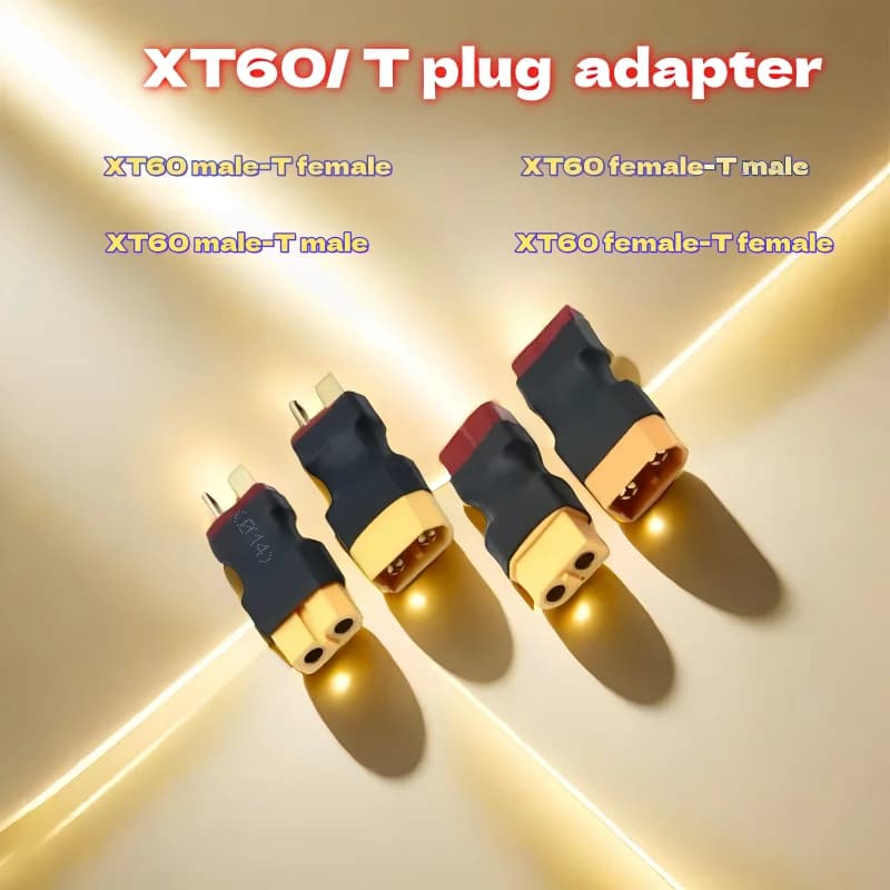 Adattatore da XT60 a T-plug, da T-plug a XT60, connettore originale autentico, opzioni maschio e femmina, adattatore per batteria drone maschio-femmina maschio-maschio
