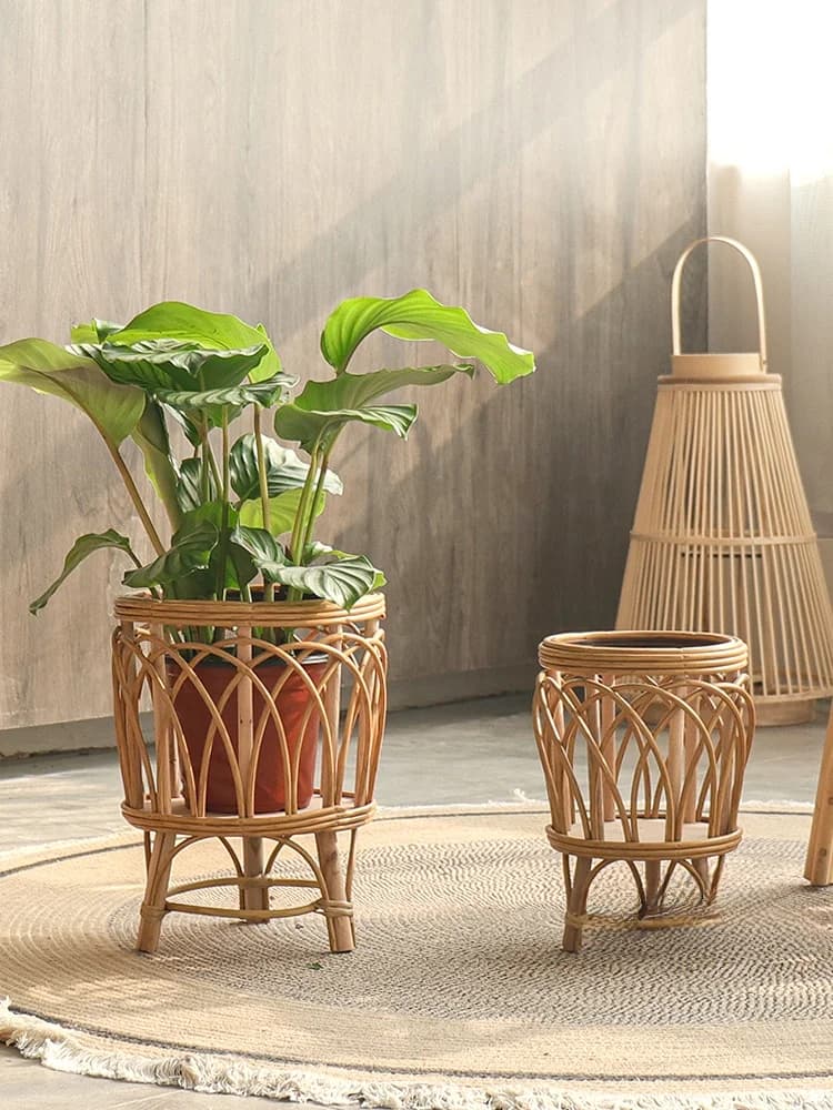 Synthetic Rattan Plant Vases Braided Nordic Style, Home Decorations, Living Room, Balcony and Garden