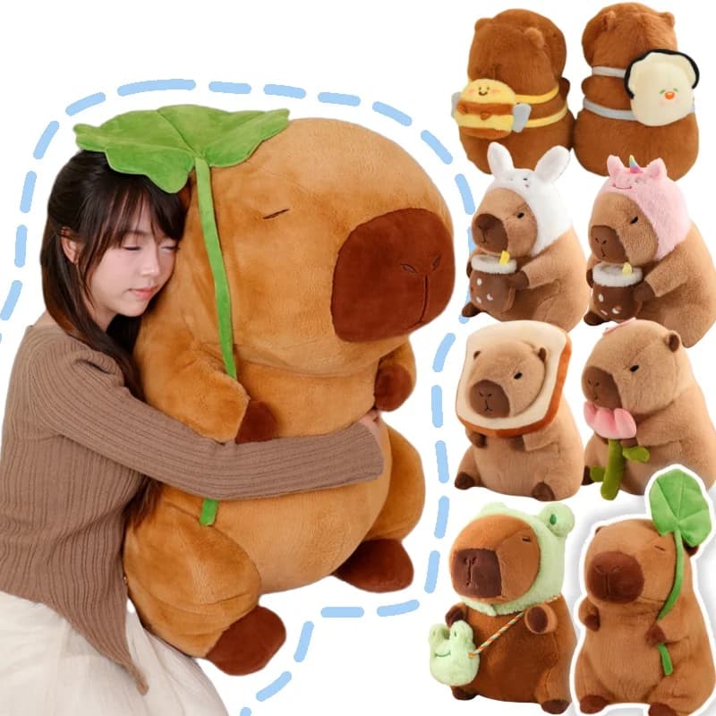 Foglia di loto Capibara Peluche Oyster Bee Bckpack Capibara Cosplay Unicorno Dinosauro Boba Pane Anello Decor Animali di peluche