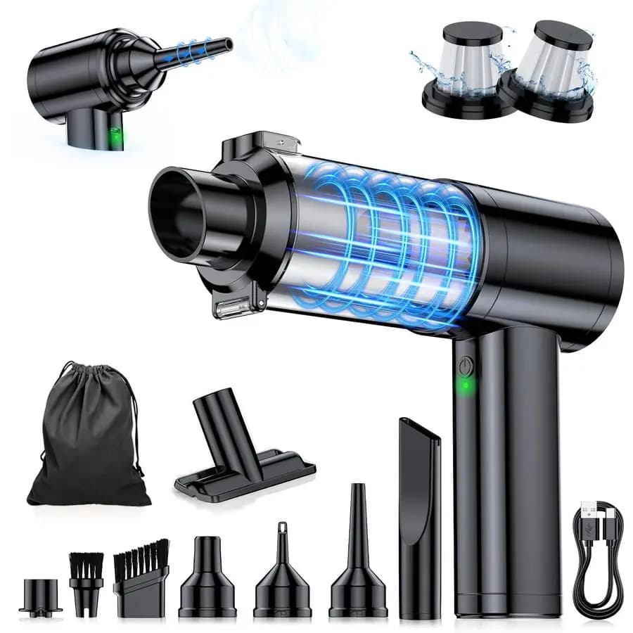 Wireless Portable Vacuum Cleaner, 35000Pa High Power, Brushless Motor, Manual Vacuum Cleaner, Mini Rechargeable 6-in-1 Cleaner with Air Blower for