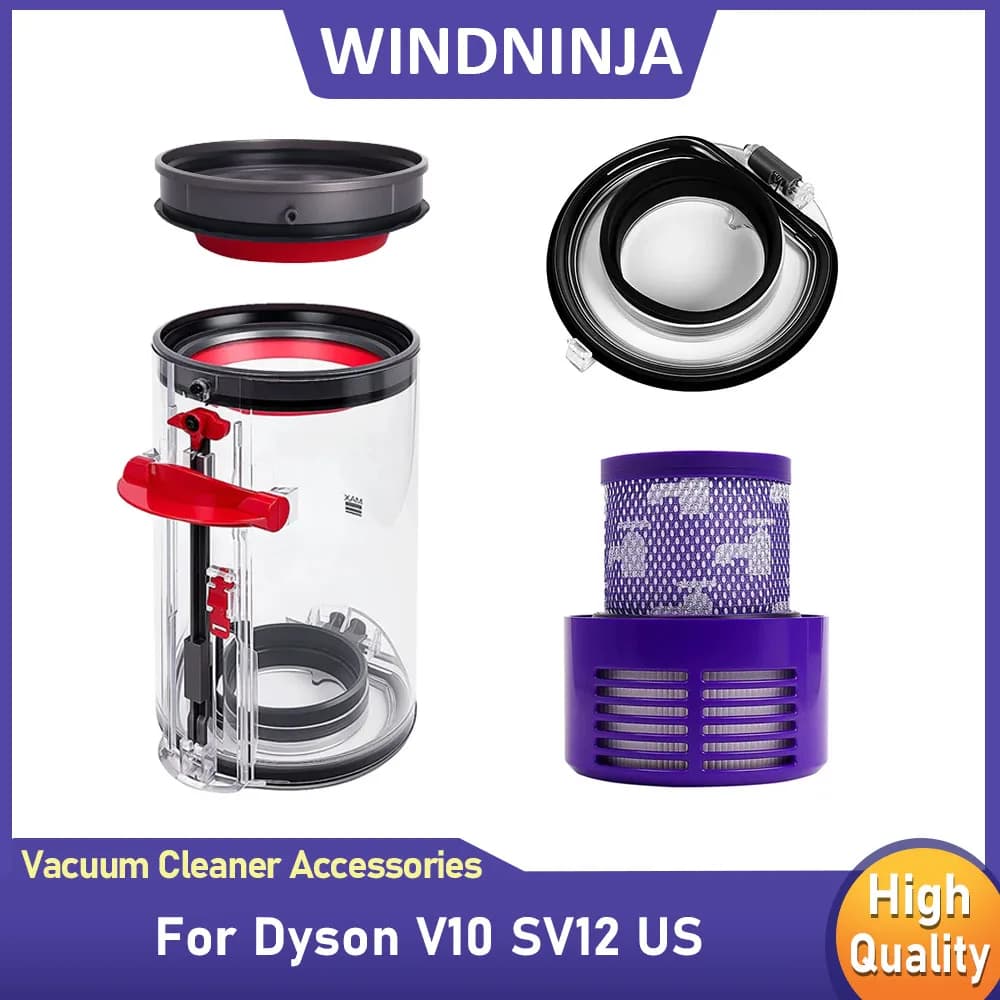 Kit filtri DustBin per Dyson V10 SV12 US Aspirapolvere Filtro HEPA Secchio per la polvere Coperchio del contenitore della polvere Parti fisse del coperchio di tenuta della tazza della polvere