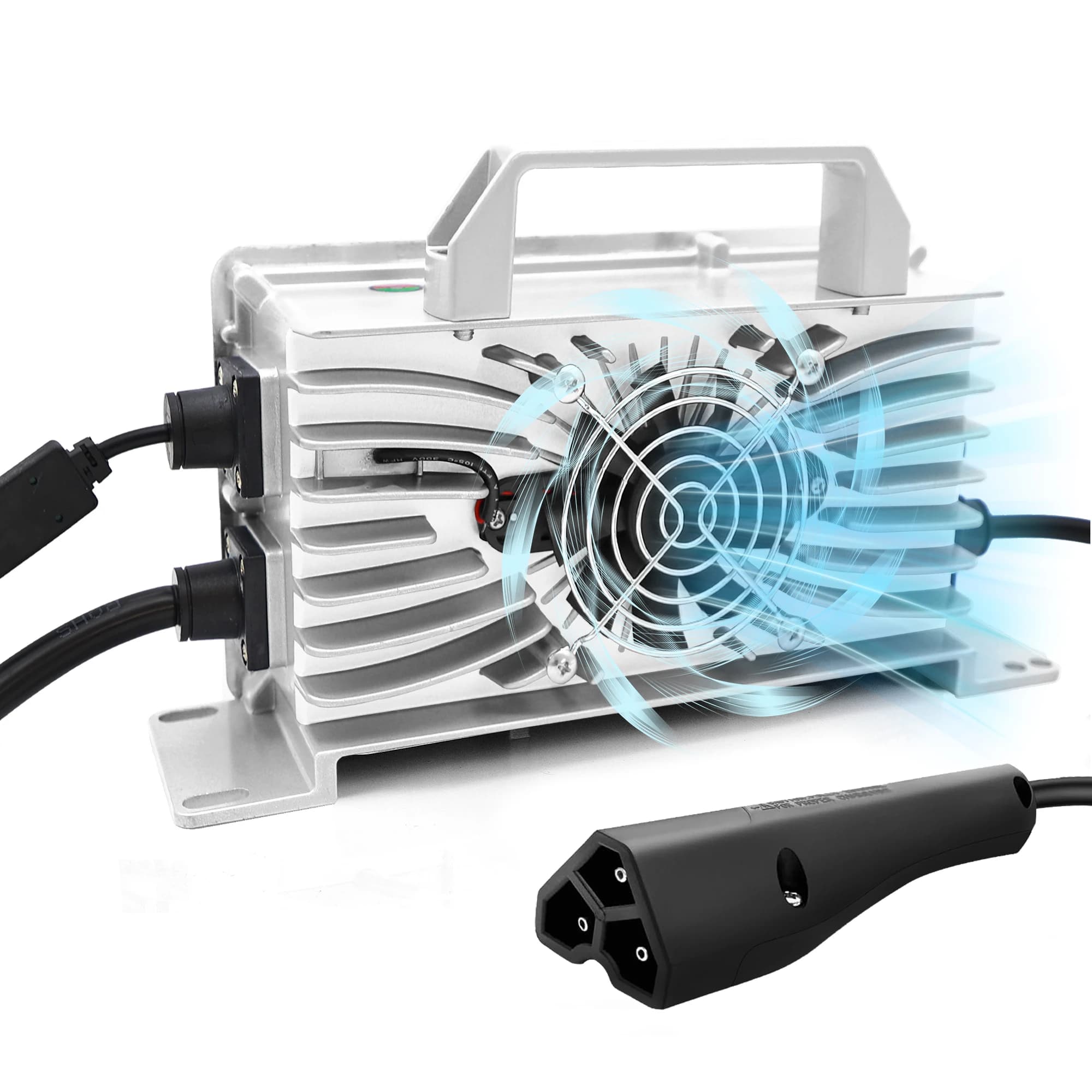 Caricabatterie per Batterie al Piombo-Acido 48 Volt 15 AMP per Golf Cart EZGO RXV TXT, Caricabatterie con Spina Triangolare a 3 Pin