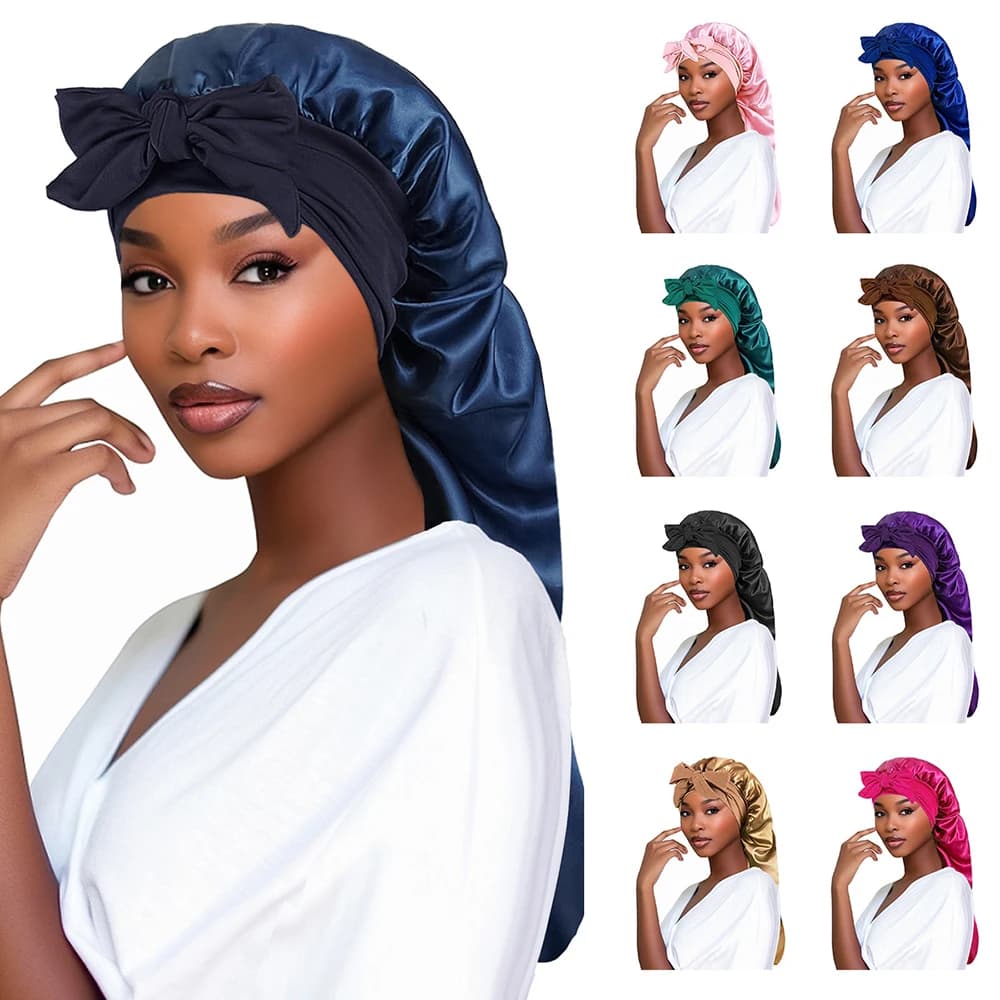 Women's Hood Satin Night Hat Long Waist Heel Night Hair Night Head Copies Head hoods Sauna shower head Bath hood