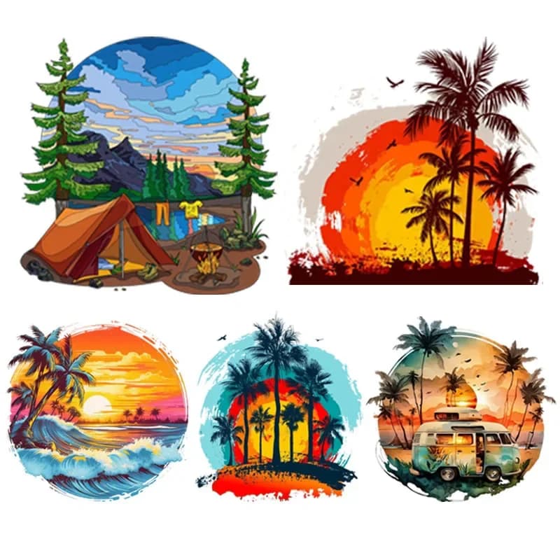Car Stickers COutdoor Camping Alba Sunset Scenario Motorhome trailer wall Decalcomania Car accessories waterproof