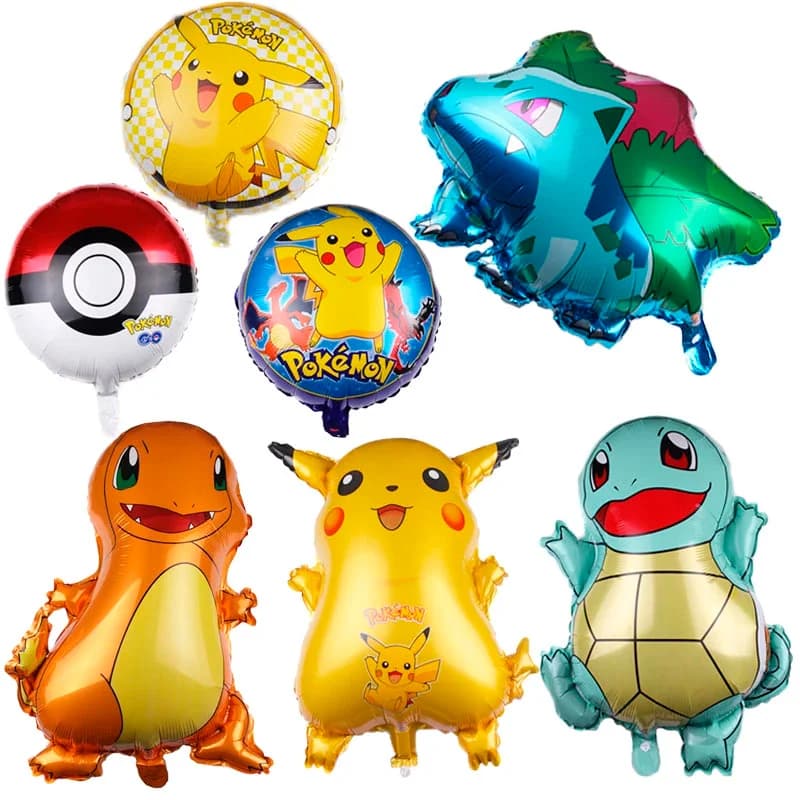 Palloncino Pokemon Pikachu Squirtle Bulbasaur Pikachu Figura umana Palloncino in alluminio Decorazione Forniture Regalo per feste di compleanno per bambini