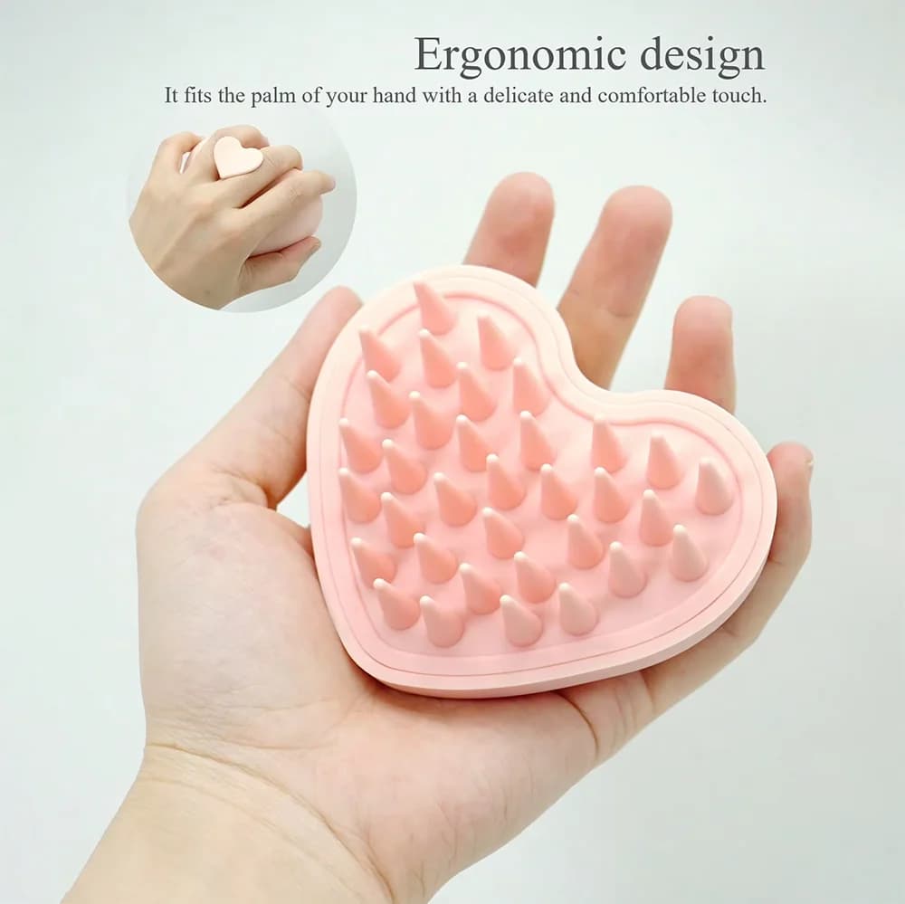 Heart-shaped Silicone Scalp Massager Shampoo Brush Soft Bristles Wet Dry Scalp Brush Wash Clean Care Hair Root Hair Shower Tools