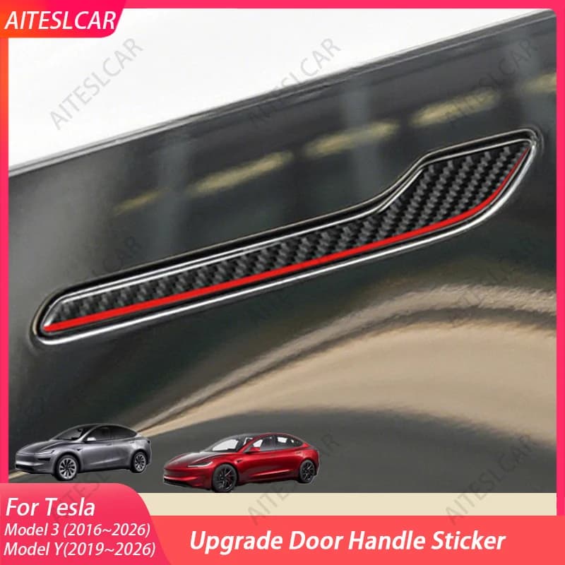 Per Tesla Modello Y/3 2019 ~ 2026 Juniper Accessori Maniglia Della Porta Della Copertura Della Protezione Reale In Fibra di Carbonio Decor Adesivo