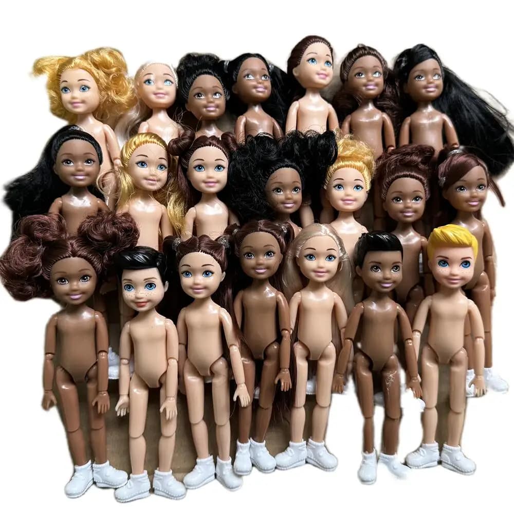 14 cm Little Kelly Giunti mobili da 5 pollici Ragazzi Ragazze Pelle ordinaria scura Corpo nudo Reborn Bjd 1/12 Giocattoli Bianco Biondo Capelli neri