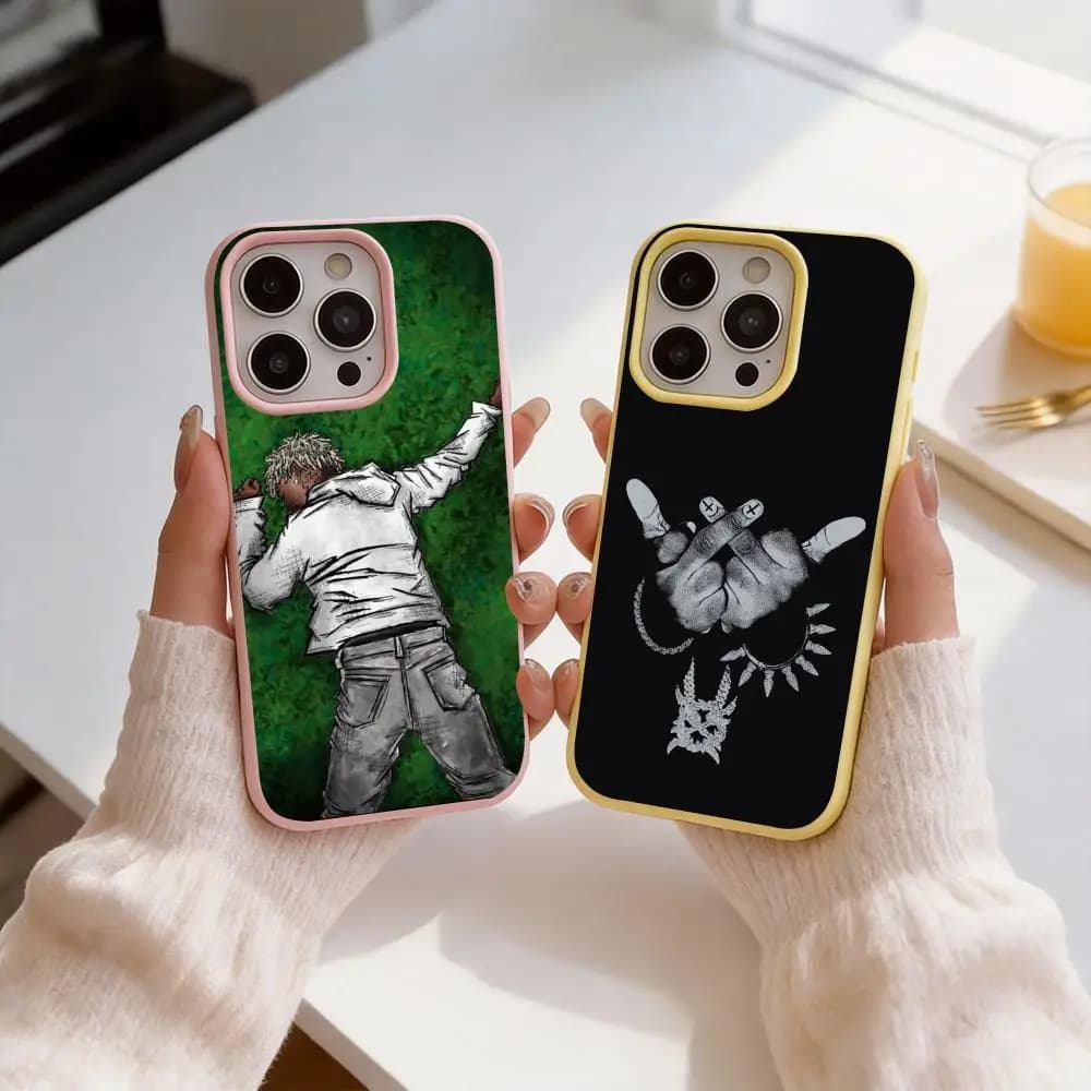 Phone Case Rapper K-Ken Carson 2-in-1 removable transparent with card holder for iPhone 12-17, soft, multicolor