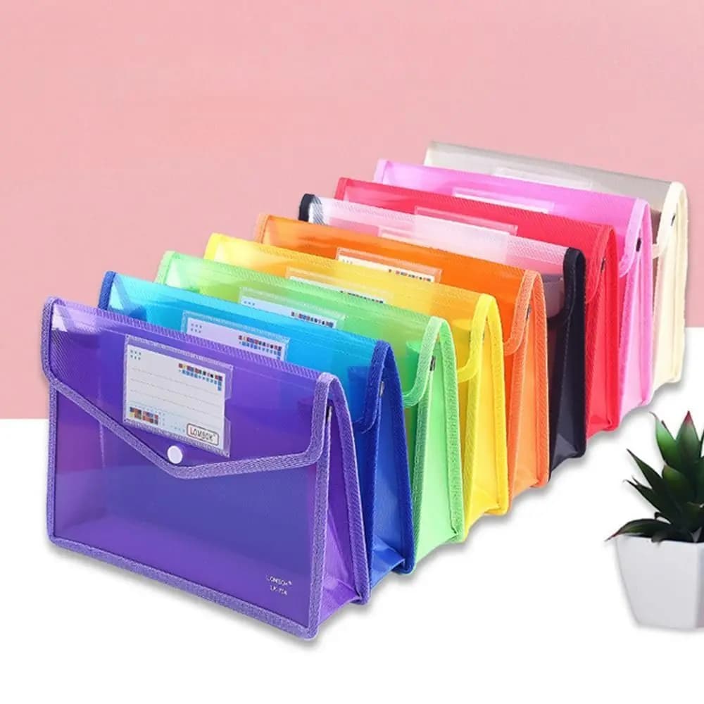 1Pc Borsa in PVC di grande capacità Custodia per articoli di cancelleria Borsa per documenti Cartella per buste Organizzatore di file Cartelle di file A5
