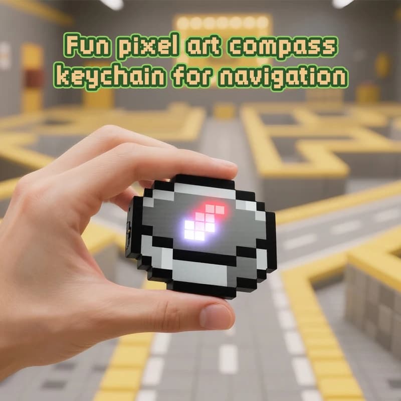 Portachiavi per bussola pixel 3D ricaricabile per bambini Zaino creativo per cartoni animati Portachiavi Design semplice Gioco Periferia Giocattoli Regali di compleanno