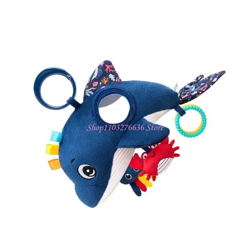 R6FD Whale Shaped Plush Hanging Rattle Crib Toy Accessories Early Educational Toy Bed Around Hanging Supplies