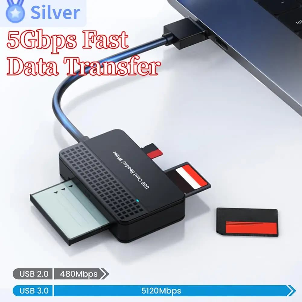 Lettore di schede USB 3.0 tipo C 4 in 1 lettore di Smart Card di memoria SD TF CF MS adattatore per scheda Flash compatto cavo da 15cm per Laptop