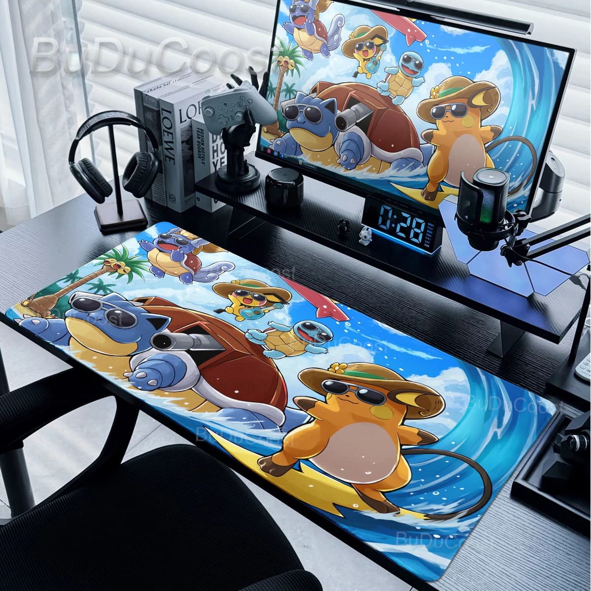 Tappetino per mouse grande Squirtle Blastoise Pokémon Anime, tappetino da scrivania per tastiera E-Sports, accessori PC, tappetino antiscivolo per gamer, tappetino da ufficio
