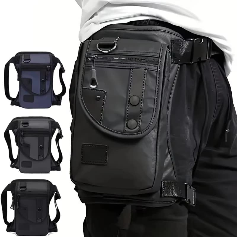 Men's Waist with Drop Leg, Thigh Bag, Biker, Nylon Canvas, Military/Assault, Men's Shoulder Belt