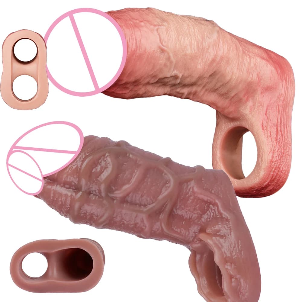 SXXY Penis Sleeve насадка на член Cock Ring Realistic Adult Male Sex Toys for Men Penis Extender Elastic Hollow Dildo Sex Toys