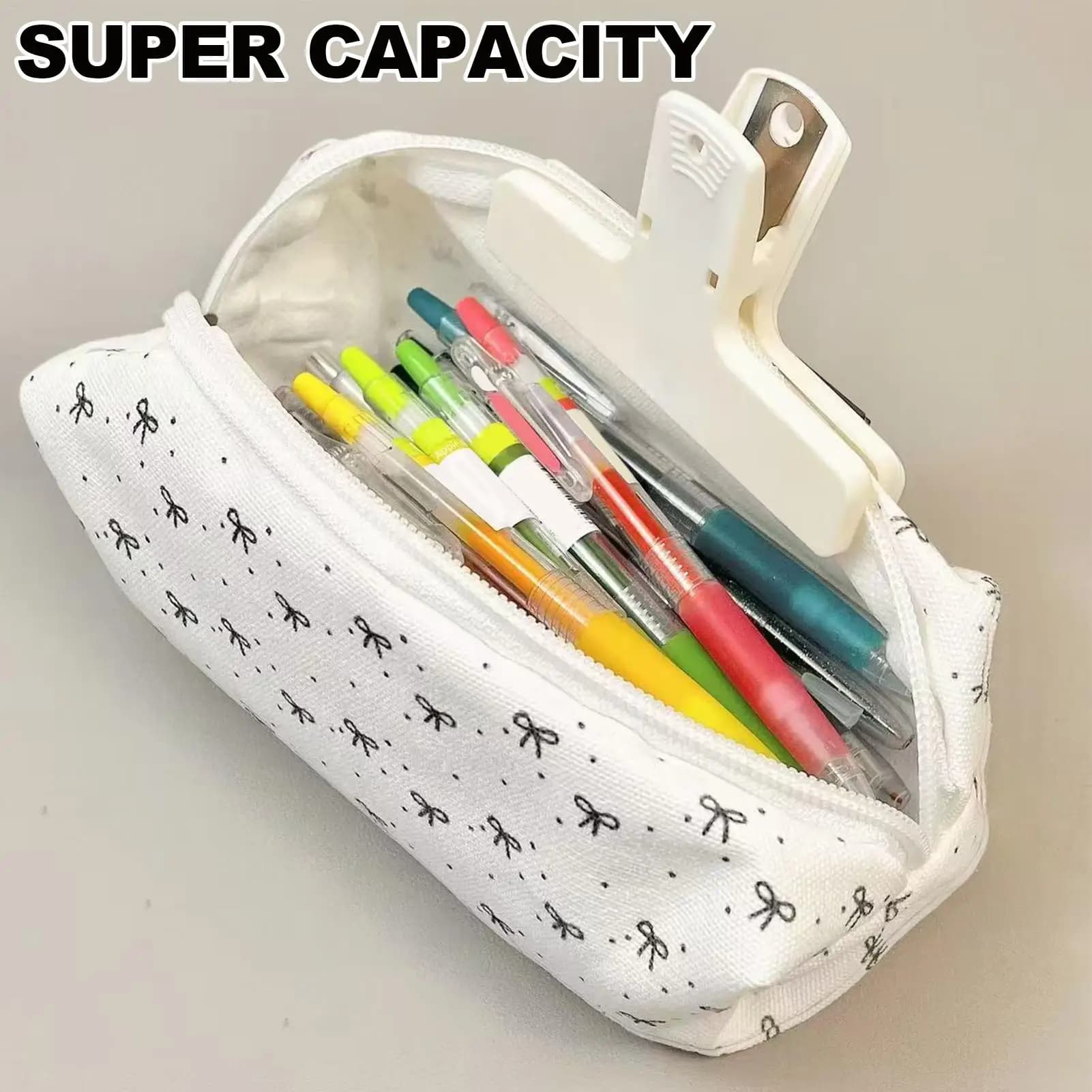 Astuccio per matite Astuccio per penne Scatole con motivo a fiocco di grande capacità Organizzatore di cancelleria portatile per viaggi di artigianato scolastico per bambini universitari adolescenti