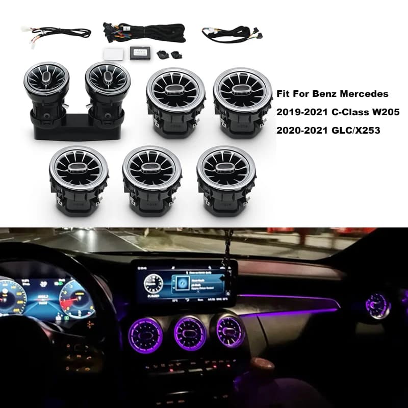 Car LED Nozzle Air Conditioning Atmosphere Lamp Strips For Mercedes-Benz C class W205 X253 GLC W213 Air Vent Neon Ambient Light