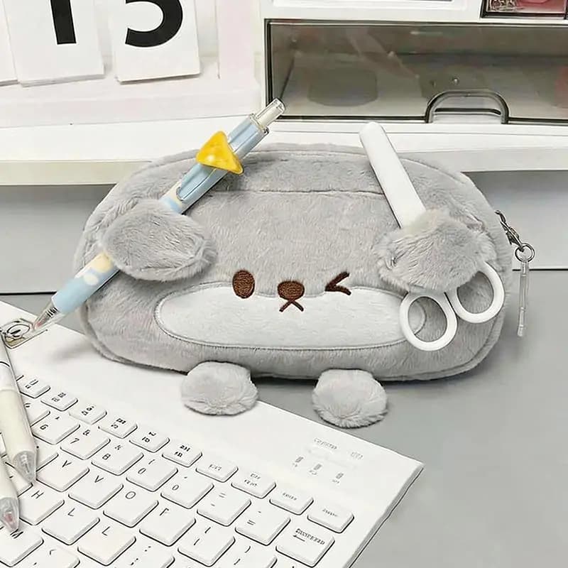 New New Cute Little Otter Penguin Plush Pen Bag, Large Capacity Pencil Case, Stationery Storage Bag School Supplies