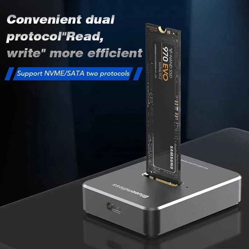 Custodia SSD per disco rigido SSD esterno Blueendless Custodia SSD M.2 da 10 Gbps per lettura online Velocità di scrittura Custodia SSD per docking station SATA NVME