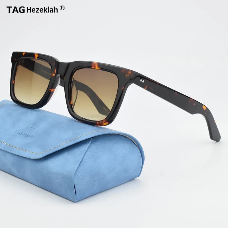Fashion luxury brand sunglasses vintage man woman sunglasses RIZIK UV400 fashion retro designer square sunglasses in acetate sunglasses