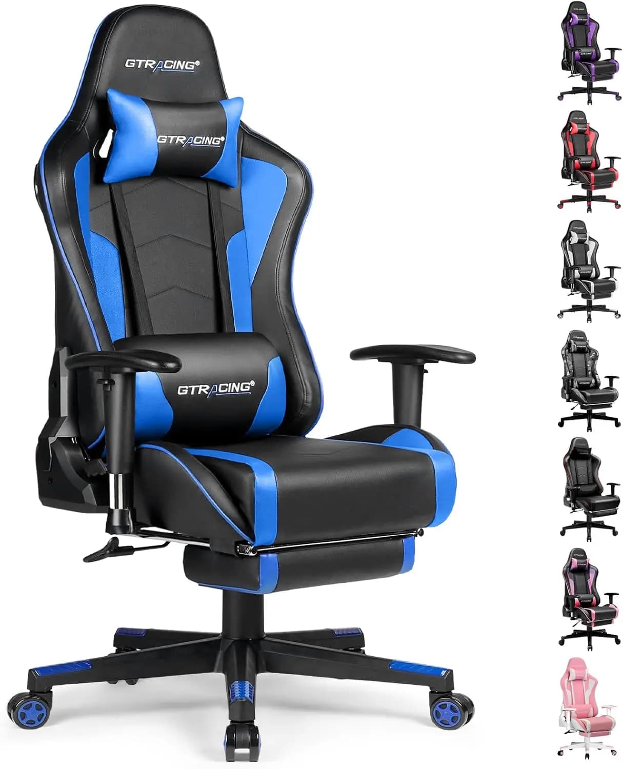 Sedia da Gaming con Poggiapiedi e Altoparlanti, Sedia per Videogiochi con Bluetooth, Sedia Ergonomica Robusta per Computer e Ufficio