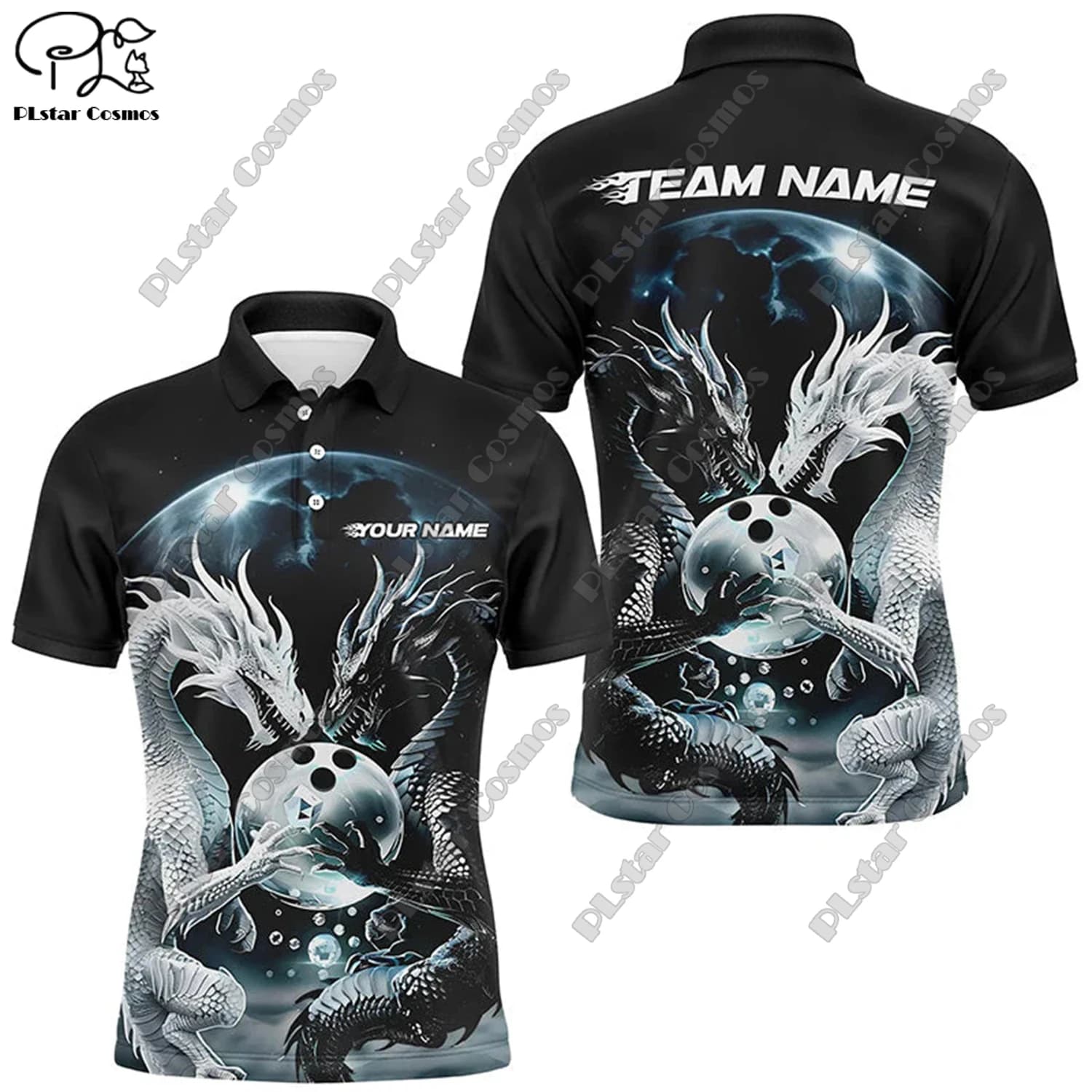 PLstar Cosmos 3D Stampato Palla da Bowling Collisione Fiamma Polo Harajuku Streetwear Estate Magliette e camicette T-Shirt Fitness Unisex -1