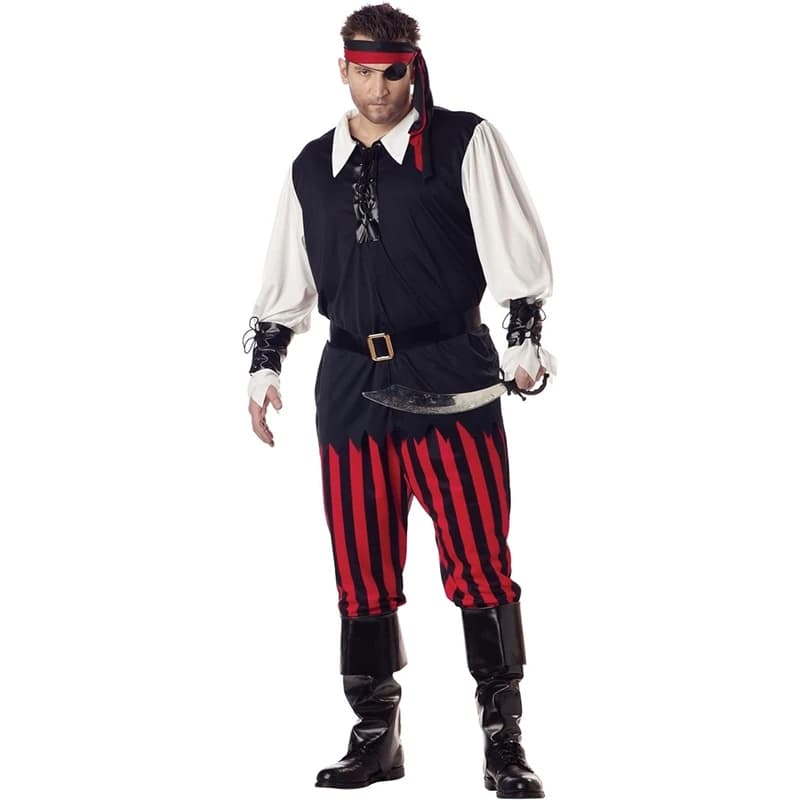 Halloween Pirate Costumes Pirate Bandana Top Trousers and Belt Set of 5 pieces for cosplay and parties