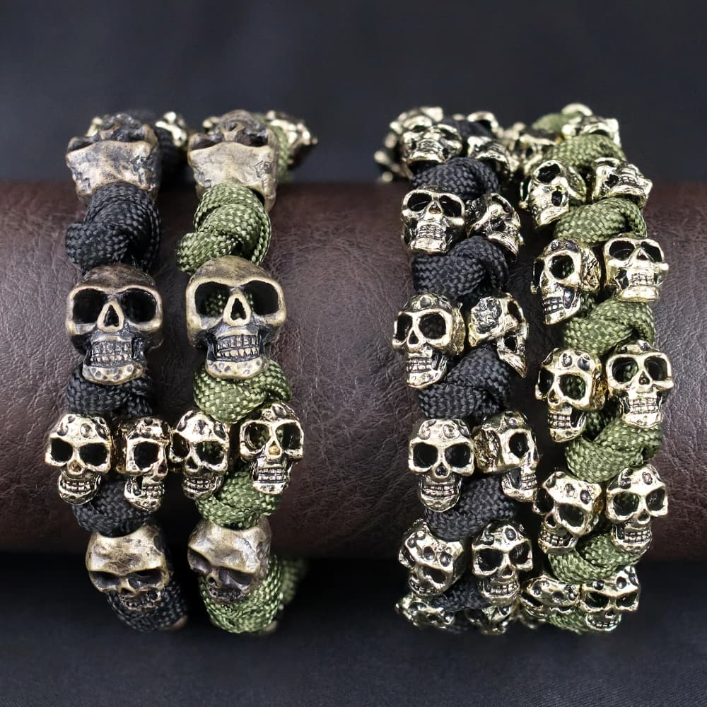 Braccialetto regolabile con teschio di Design Vintage per regali di Halloween braccialetto di corda Paracord di sopravvivenza in tessuto gotico gioielli maschili Punk Rock