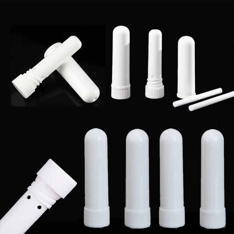 50 tubi in plastica portatili vuoti per inalatore nasale con stoppini, contenitore inalatore nasale vuoto per oli essenziali per aromaterapia