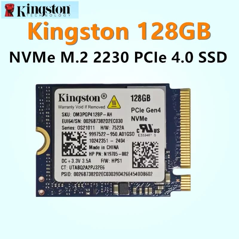 Pacchetto OEM Kingston SSD 128GB M.2 2230 NVMe PCIe 4.0 unità a stato solido integrata